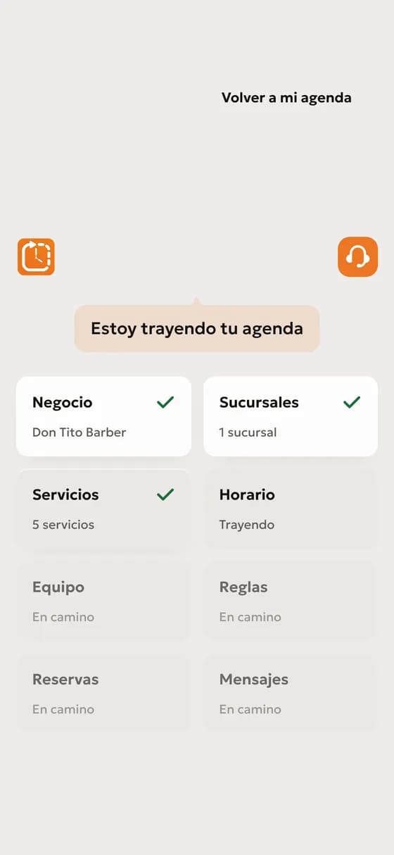 Lía entra a tu agenda y trae tu negocio, servicios, horario, equipo y reglas.